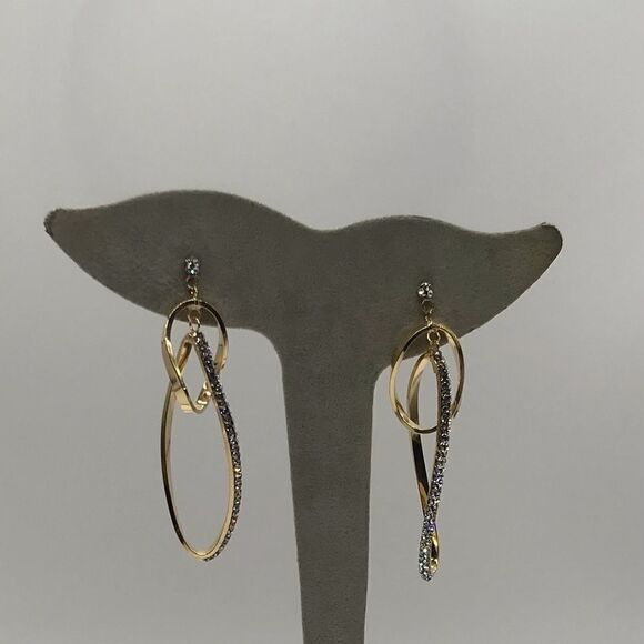 New 14K Gold Dangle Earrings with Swarovski Crystals - Picture 3 of 10